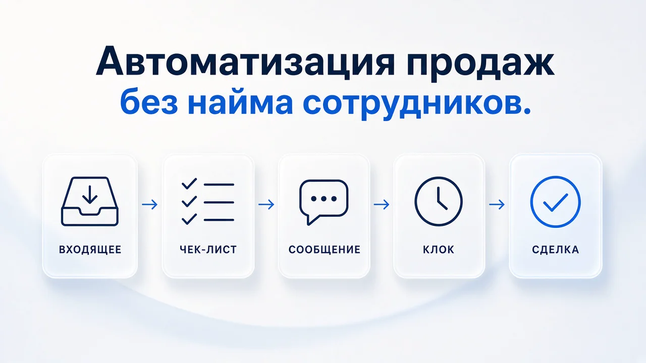 Карта процесса продаж из пяти-семи узлов: вход, квалификация, касание, follow-up и стоп без найма второго менеджера